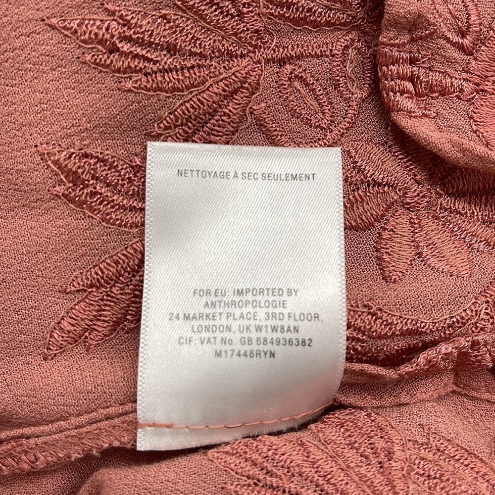 Anthropologie Maeve Kew Rose Embroidered Floral Tunic Top Size Small - Picture 13 of 14